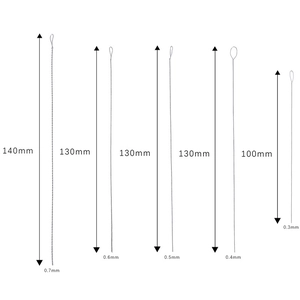 Set of 5 stainless steel beaded needles for jewelry making in various sizes from 0.3mm to 0.7mm
