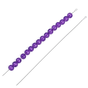 Deep purple crackle glass beads on stainless steel wire for DIY jewelry making