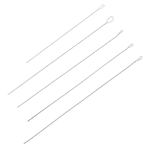 Set of five flexible stainless steel beading needles with twisted wire design and long eyelets