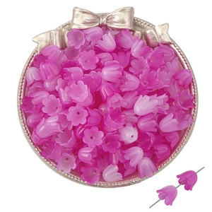 Cuentas de lirio de los valles en acrílico rosa y púrpura para joyería artesanal
