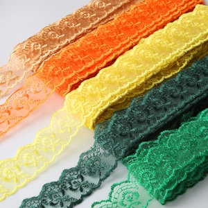 Colorful embroidered lace trim with wavy edges for DIY sewing and clothing decoration