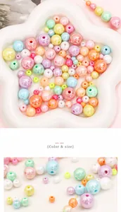 Macro view of assorted colorful AB coated acrylic beads for DIY jewelry making kits