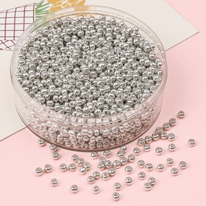 Macro de perles d'espacement en métal argenté en pot pour la création de bijoux