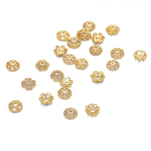 Calottes de perles en forme de fleurs dorées 18K pour la création de bijoux DIY