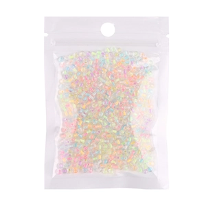 Luminous mixed macaron glass beads in a clear hanging bag for DIY jewelry making