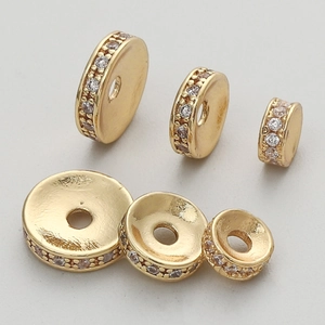 18K vergoldete Zwischenperlen mit Zirkonia-Besatz für DIY Halsketten und Armbänder