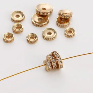 18K vergoldete Kupfertrennperlen mit Zirkonia für die DIY-Schmuckherstellung