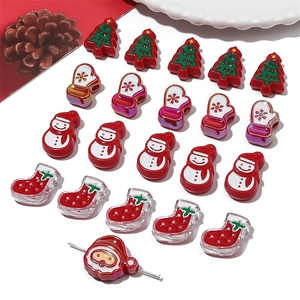 DIY Acrylic Christmas beads featuring Santa, snowmen, and trees for jewelry making