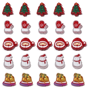 Set aus 25 Acryl-Weihnachtsanhängern mit Weihnachtsmann und Schneemann für DIY-Schmuck