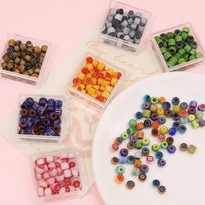 Perles millefiori en verre coloré en forme de citrouille pour bijoux DIY en boîte