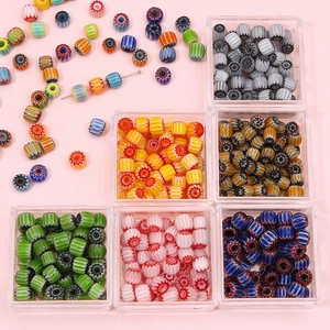 Perles colorées en verre millefiori faites à la main pour bijoux DIY avec motifs variés