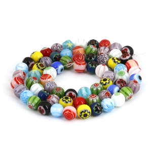 Colorful Millefiori glass flower beads for DIY jewelry making and handicraft accessory