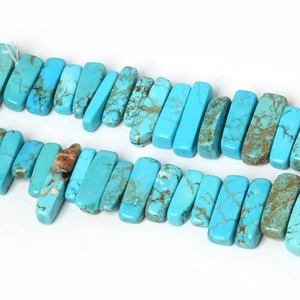 Natural sky blue turquoise rectangular stone beads with brown matrix for DIY bracelets