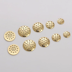 Détails des composants de bijoux DIY circulaires perforés en métal plaqué or 14K multi-tailles
