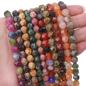 Natural Stone Faceted Beads Round Loose Beads For DIY Jewelry Making Agate Crystal Lapis Lazuli Amazonite Quartz Polished Beads
