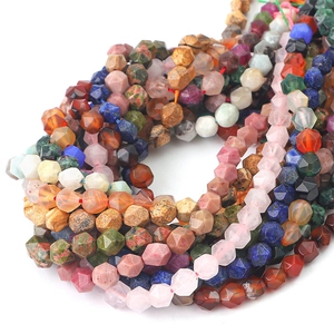 Faceted natural gemstone beads including lapis lazuli and quartz for DIY jewelry making
