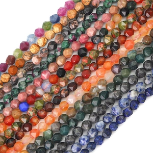 Faceted natural gemstone beads strings including agate and quartz for DIY jewelry making