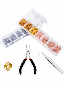 Kit bijoux 7 cases avec fermoirs mousquetons, anneaux et outils pour création DIY
