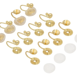 14K gold plated clip-on earring converters with silicone pads for DIY jewelry making
