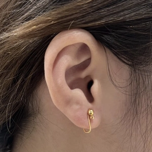 Minimalist 14K gold-plated ball clip-on earrings with U-shaped silicone comfort pads