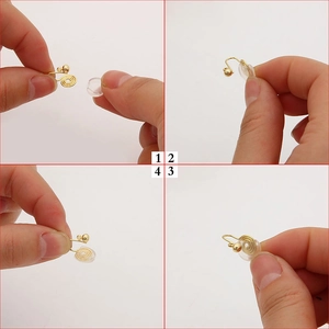 Guide for 14K gold-filled earring converter with silicone pads installation steps