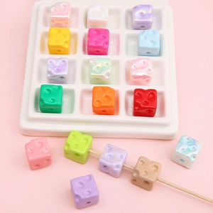 Colorful acrylic cheese-shaped cube beads for DIY jewelry and phone charms making