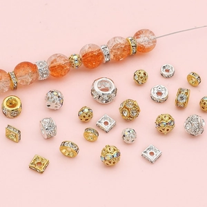 Set di perline distanziatrici fai-da-te con strass oro e argento per braccialetti