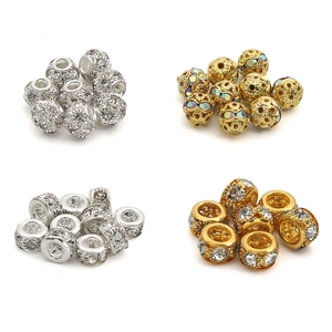 Set di perline distanziatrici in cristallo scintillante placcato oro e argento per DIY