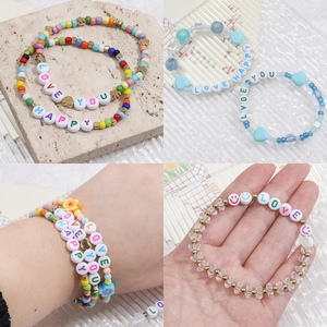 Colorful 4x7mm acrylic letter beads for DIY handmade bracelets with various patterns