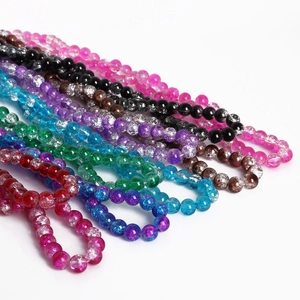 Colorful gradient crackle glass round beads for DIY jewelry and bracelet making