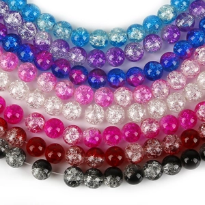 Colorful gradient crackle glass beads for DIY jewelry making in various vibrant shades