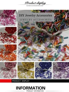 Macro detail of 3mm silver-lined glass bugle beads for DIY jewelry and sewing