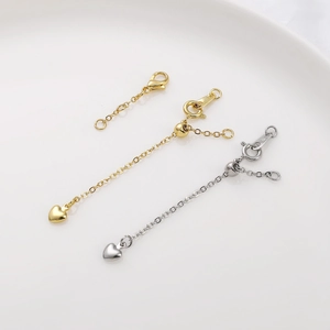 Verstelbare sieraden verlengketting met hartvormige hanger en schuifkraal goud zilver
