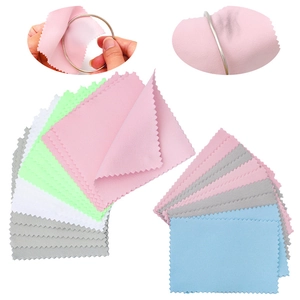 Set of colorful microfiber silver cleaning cloths for jewelry maintenance and polishing
