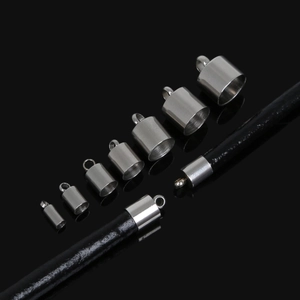 Stainless steel end caps in various sizes with loop for jewelry making and leather cords