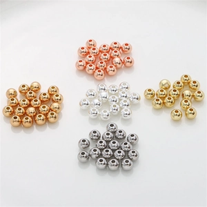 Cuentas espaciadoras redondas pulidas de oro de 14K/18K en cuatro tonos para joyería DIY