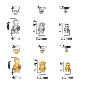 Detailed size chart for stainless steel crimp beads and necklace fold-over cord ends