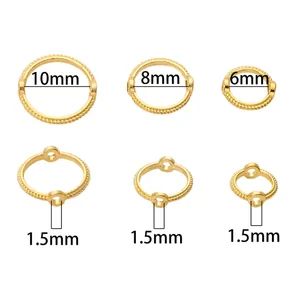 Tabla de tallas de anillos de cuentas de aleación dorada de 6mm a 10mm para joyería DIY