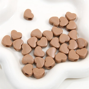 Perles en acrylique en forme de cœur marron moka pour bijoux DIY et colliers faits main