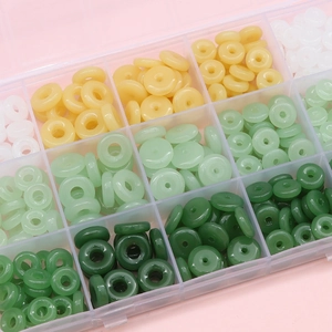 DIY Bunte Jade-Imitat Perlen in 15-Fächer-Aufbewahrungsbox für Schmuckherstellung