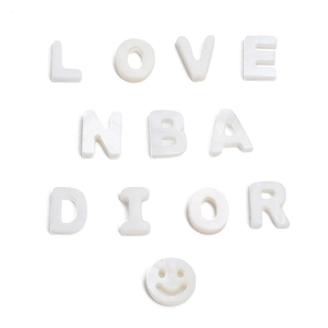Handmade white natural shell letter beads for DIY jewelry necklaces and bracelets