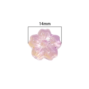 14mm cherry blossom glass beads with pink purple gradient and iridescent finish