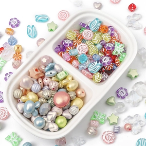 Lot de perles acryliques colorées en forme d'étoile fleur et cœur pour bijoux DIY