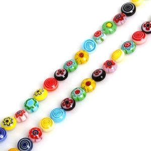 Flat round Millefiori glass beads in mixed colors for DIY jewelry necklaces and bracelets