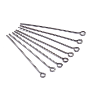 Set of seven gunmetal grey eye pins for DIY jewelry making and handmade bead connection