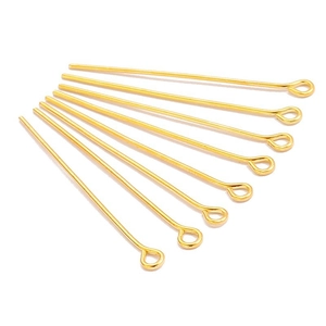 Golden eye pins for DIY jewelry making, polished gold plated 9-word pins for earrings