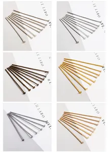 Detail view of multicolored 20mm and 24mm iron T-pins for DIY jewelry making