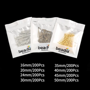 Flat head pins for jewelry making in gold silver and bronze colors with multiple sizes