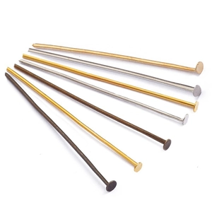 Flat headpins in various metal finishes for jewelry making and DIY earring crafts