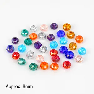 Multi-color 8mm faceted glass crystal spacer beads for DIY jewelry making and crafts